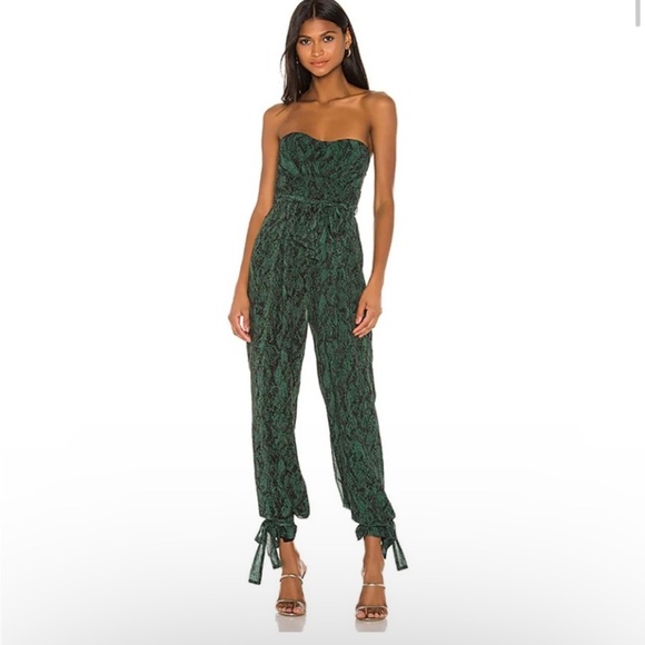X Revolve Gwendolyn Jumpsuit Michael Costello Green Snake